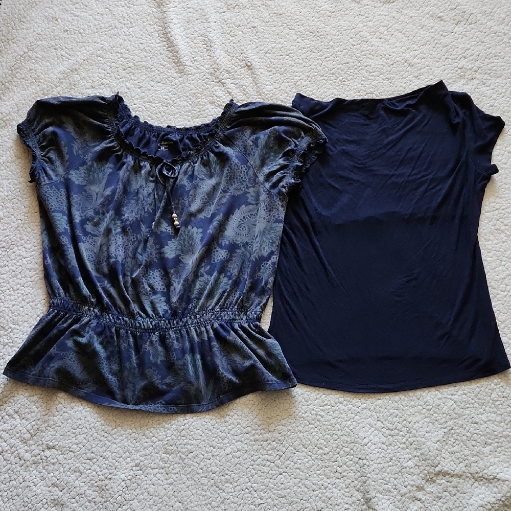 Croft & Barrow Pheasant Blouse & Dante Milan Navy Blue Blouse BUNDLE Sz 1X/XL - Picture 2 of 16